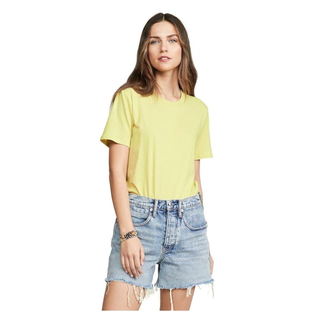 Free People Intimately In My Tee Bodysuit XS Light Green Yellow Top Crew T-shirt